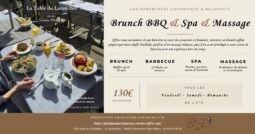 Brunch con barbacoa Spa y masajes en La Table du Lavancher, el restaurante del hotel. Jeu de Paume En Chamonix Mont-Blanc: brunch en la terraza con vistas a los macizos del Mont Blanc, 130 € por persona los viernes, sábados y domingos durante todo el verano.
